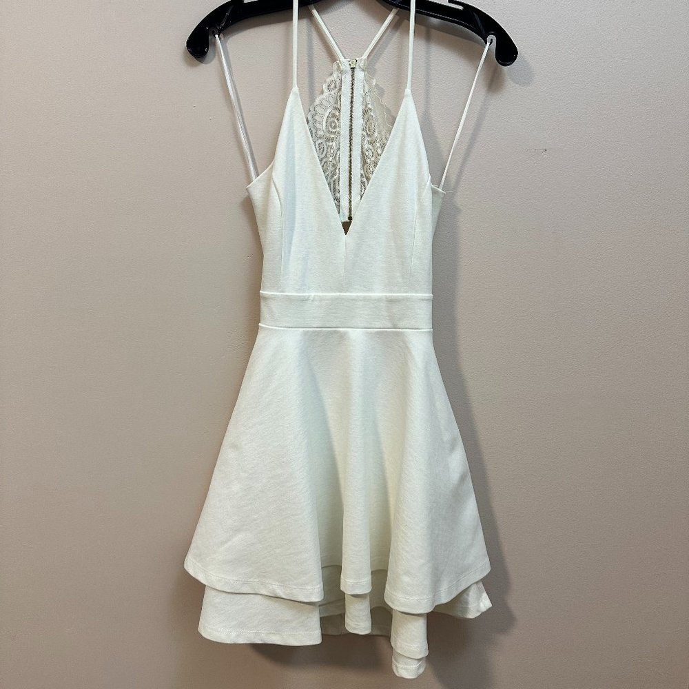 White Bridal A-line Skater Dress with Lace back